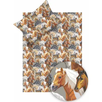 Povlečení DARRÉ Bavlněné povlečení do postýlky Koníčci šedé 95 x 130 + 45 x 65