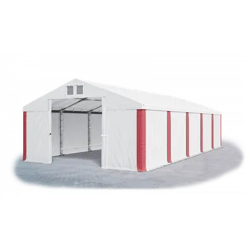 Zahradní stan Skladový stan 6x13x2m střecha PVC 580g/m2 boky PVC 500g/m2 konstrukce LÉTO Červená Bílá Bílá