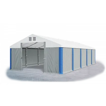 Zahradní stan Skladový stan 4x21x2m střecha PVC 580g/m2 boky PVC 500g/m2 konstrukce POLÁRNÍ Bílá Šedá Modrá
