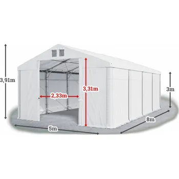 Zahradní stavba Skladový stan 5x8x3m střecha PVC 620g/m2 boky PVC 620g/m2 konstrukce POLÁRNÍ Bílá Bílá Bílá