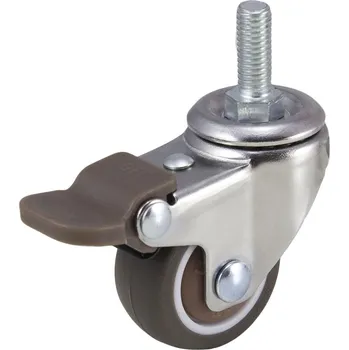 Pojezdové kolečko Nábytkové pryžové kolečko otočné s brzdou, závit M8x20, průměr 38 mm, nosnost 25 kg - LFT-WTP 038 G08