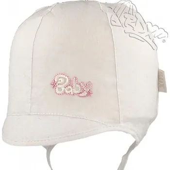 Kojenecká čepice RDX Kojenecká kšiltovka vázací Baby Růžová výšivka Vel. 40