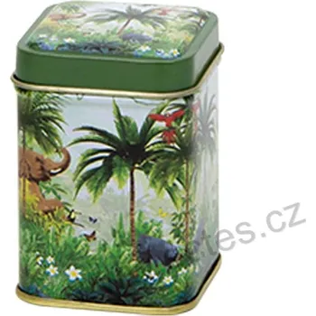 Dóza na potraviny RAINFOREST zelená plechová dóza 7422 deštný prales se zvířaty: slonem, papouškem a gorilou