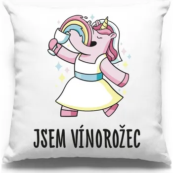 Dekorativní polštářek Polštářek pro milovníky vína Jsem vínorožec, Barva Bílá, Velikost 40×40 cm, Canvas Polštářek Bezvatriko.cz 1035