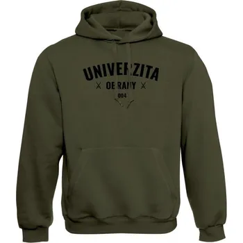 Pánské oblečení Mikina s kapucí Univerzita obrany - olivová