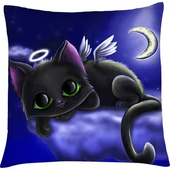 Polštář s motivem kočky 08, modrá, Mybesthome 40x40 cm Varianta: Povlak na polštář s prošívanou výplní, 40x40 cm