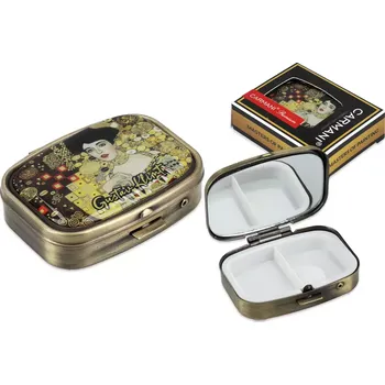 Carmani® Carmani - Obdélníková krabička na tablety LÉKOVKA se zrcátkem, G. Klimt, Adela - 5,5*4*1,5 cm