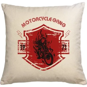 Dekorativní polštářek Polštář bavlněný s potiskem Motorcycle gang