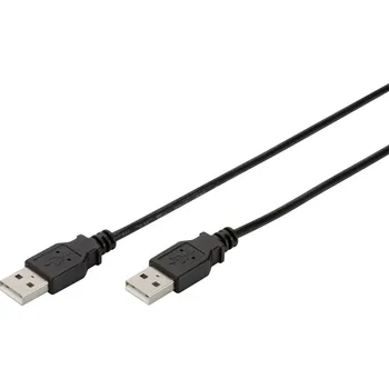 elektrický kabel Digitus USB kabel USB 2.0 USB-A zástrčka, USB-A zástrčka 1.00 m černá dvoužilový stíněný AK-300101-010-S