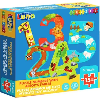 Puzzle LUNA Puzzle Počítání s Ezopovými bajkami (1,2,3,4,5 dílků)