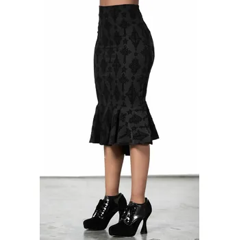 Dámská sukně sukně dámská KILLSTAR - Candence Flocked Midi - Black - 4XL