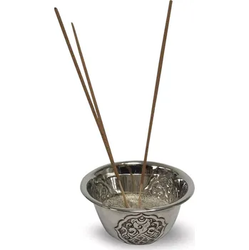 Mani Bhadra Mani Bhadra Tibetský stojánek na vonné tyčinky (kadidelnice) Chitai kovový barva nikl, Ø 8 cm
