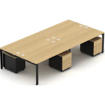 Kancelářská sestava NABYTEK-DESIGNOVY.CZ - DEBZ35U - Kancelářská sestava EPIC Z35 U, volitelná délka stolu 240/280/320/360cm, dub/černá