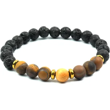 Náramek Moni - pánský náramek láva tygří oko matné