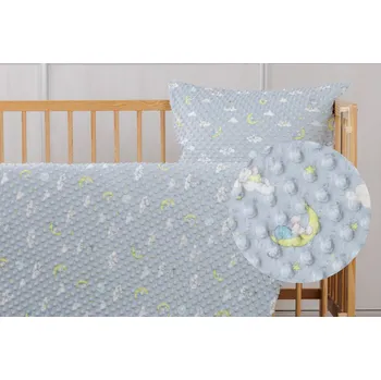 Povlečení JAN peří Heboučké dětské povlečení minky - myšky na měsíci - Dětské povlečení Minky 60x45/135x90 - myšky na měsíci
