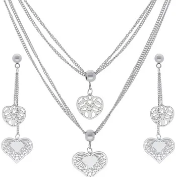 Souprava šperků Doria Set šperků z oceli stříbrný se srdíčky B032