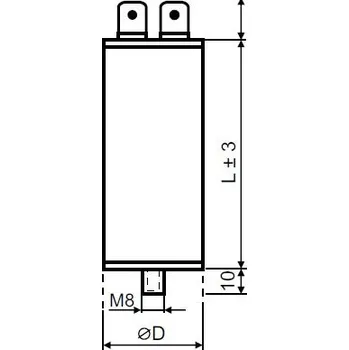 Kondenzátor Motorový kondenzátor 16uF 35x75mm faston patní šroub M8 MPB0160041