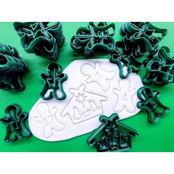 Vánoční dekorace Vánoční perníčkový adventní kalendář + mini Betlém (25 ks) - sada vykrajovátek