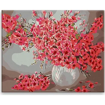 Malování podle čísel - Kytice ve váze - 50x40 cm, bez dřevěného rámu - CZ výroba
