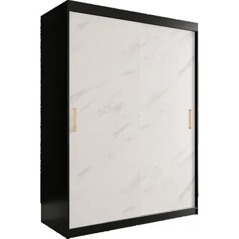 Šatní skříň Skříň MARMUR T 150 černá/mramor bílá