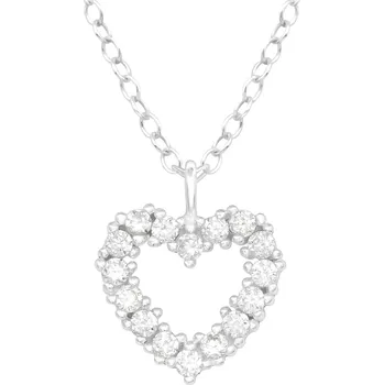 Náhrdelník Stříbrný náhrdelník Srdce se Zirkony 10 mm Ag 925/1000