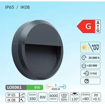 Venkovní osvětlení LUMAX Svítidlo fasádní LED Aston Round 8W, 230V Neutrální bílá
