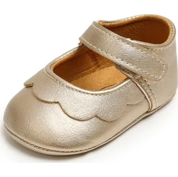 Dětská móda Kožené protiskluzové capáčky květové - dívčí Barva: Zlatá, Velikost: 13-18 měsíců (EU 18)