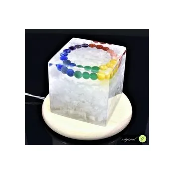 Lampa čakrová s křišťálem kostka - USB