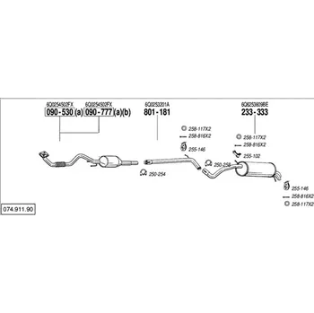 Katalyzátor katalyzátor výroba AS/BM Bosal 90-530A