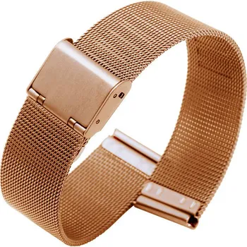 Řemínek na hodinky DEVEROUX DEV0032 OCELOVÝ MILÁNSKÝ ŘEMÍNEK WD003, EASY CLICK - RŮŽOVĚ ZLATÝ - 18 MM Barva - růžově zlatá