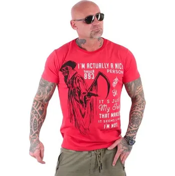 Pánská móda Yakuza Ink. - pánské triko Nice Person 20037 red Barva: Červená, Vel: L