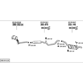 Katalyzátor katalyzátor výroba AS/BM Bosal 90-552A