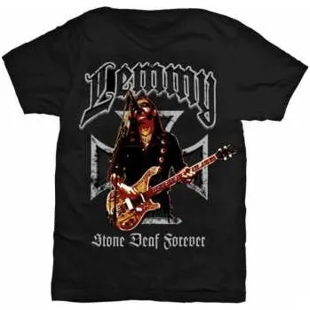 Merch Lemmy: Tričko Iron Cross Stone Deaf Forever S 2016