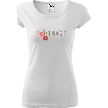 Dámské tričko Dámské svatební tričko Tým nevěsty - červené květiny