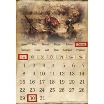 Dekorativní magnet BOBO Blok Magnetický kalendář Hudba - malý