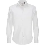 Košile pánská B&C Elastane s dlouhým rukávem - bílá, 3XL