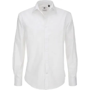 Pánská košile Košile pánská B&C Elastane s dlouhým rukávem - bílá, 3XL