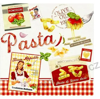 Papírový ubrousek Easy Life RETRO KITCHEN ubrousky kuchařka a těstoviny 20 ks