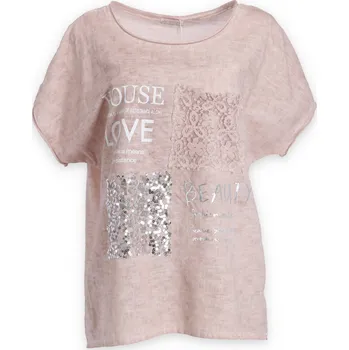Halenka triko krátký rukáv 41036 Itálie barva: růžová-pudrová
