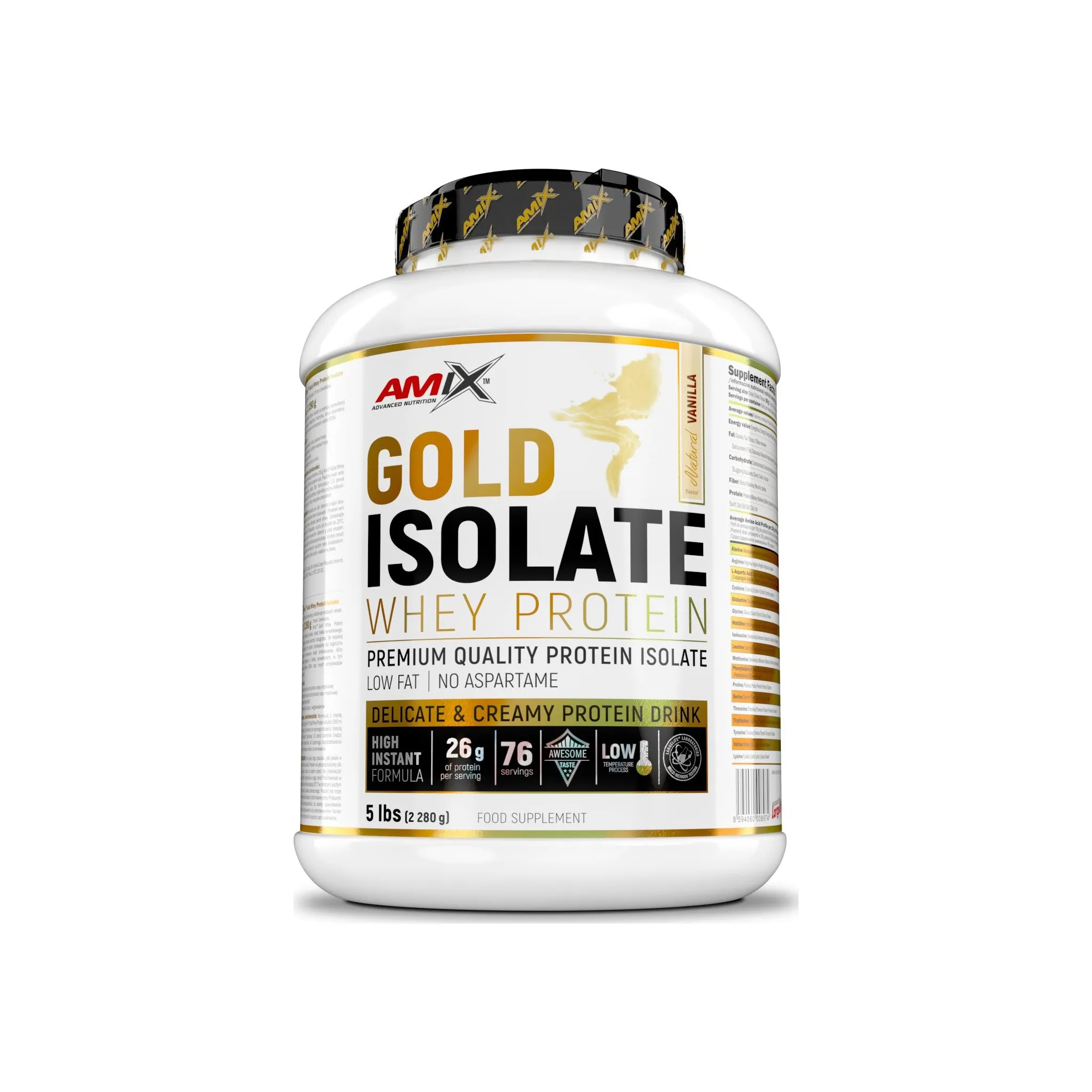 Fotografie 1 - Protein Amix Gold Whey Protein Isolate 2280 g přírodní vanilka