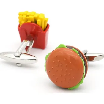 Manžetový knoflíček Manžetové knoflíčky fast food, hamburger a hranolky