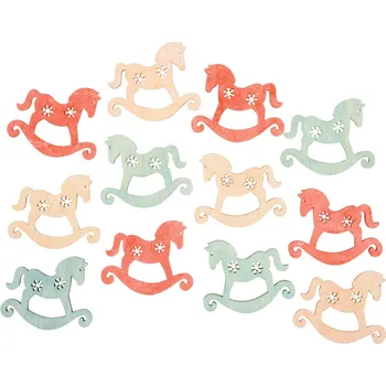Vánoční dekorace Houpací koníci dřevění 4 cm, 12 ks