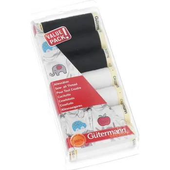 Nit Sada 7 špulek černých a bílých nití Gütermann 731110