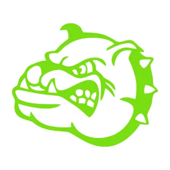 Polep vozidla Pes 169 levá rozzuřený buldok (04 - zelená kawasaki) SAMOLEPKA NA AUTO, NÁLEPKA, FÓLIE, POLEP, TUNING, VLASTNÍ TEXT, TISK, AUTOSAMOLEPKY.cz, POLEPY, OBRÁZEK, LOGO, 3D STICKERS