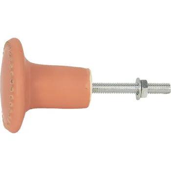 Dveřní kování Oranžová keramická úchytka ze zlatými puntíky Dria - Ø 4*3 cm