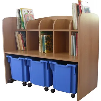 Zahradní úložný box Skříň se 3 kontejnery na kolečkách LARO Buk