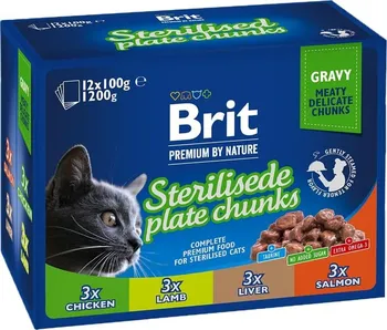 Krmivo pro kočku Brit Premium By Nature Cat Sterilised Plate 12x 100 g