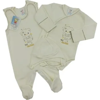 Kojenecká souprava Souprava do porodnice 3-dílná (body+dupačky) Smetanová miláček - vel. 44