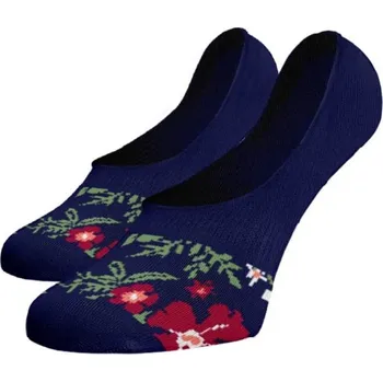 Dámské ponožky Veselé ťapky Květiny Tmavě modrá Bavlna 39-41