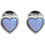 Stříbrné náušnice puzety malý srdcový modrý opál bez krystalů (Stříbro 925/1000)